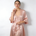 Blush Pink Satin Robe & Slip Nightdress Set