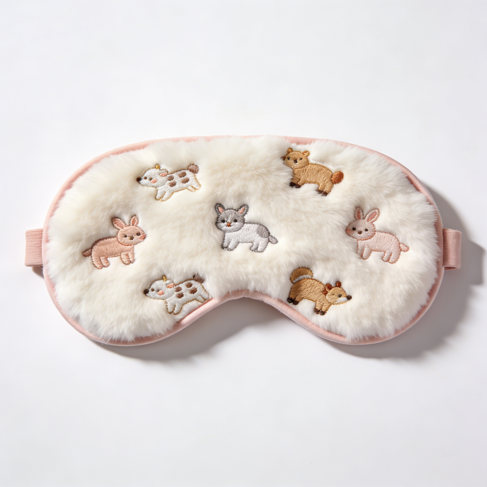 Embroidered Forest Animals Plush Eye Mask