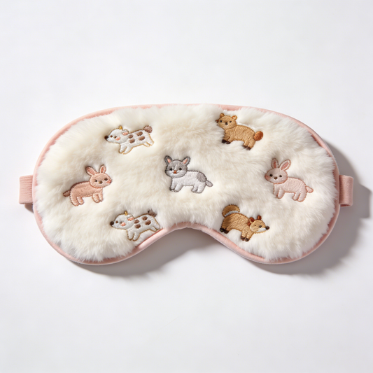 Embroidered Forest Animals Plush Eye Mask