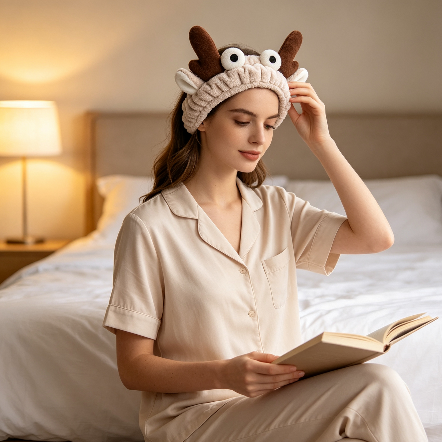 Reindeer Antler Plush Spa Headband