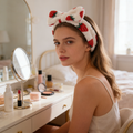Strawberry Print Plush Bow Spa Headband