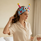 Blue Strawberry Print Monster Plush Spa Headband
