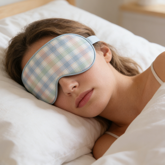 Pastel Plaid Pattern Cotton Eye Mask