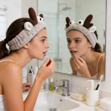 Reindeer Antler Plush Spa Headband