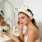 Rainbow Polka Dot Bunny Ear Plush Spa Headband