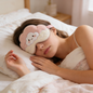 Pink Cloud Plush Eye Mask with Smiley Cloud Embroidery