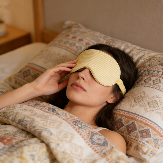 Yellow & White Striped Sleep Eye Mask
