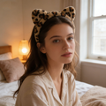 Leopard Print Cat Ear Plush Spa Headband