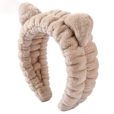 Beige Cat Ear Plush Spa Headband