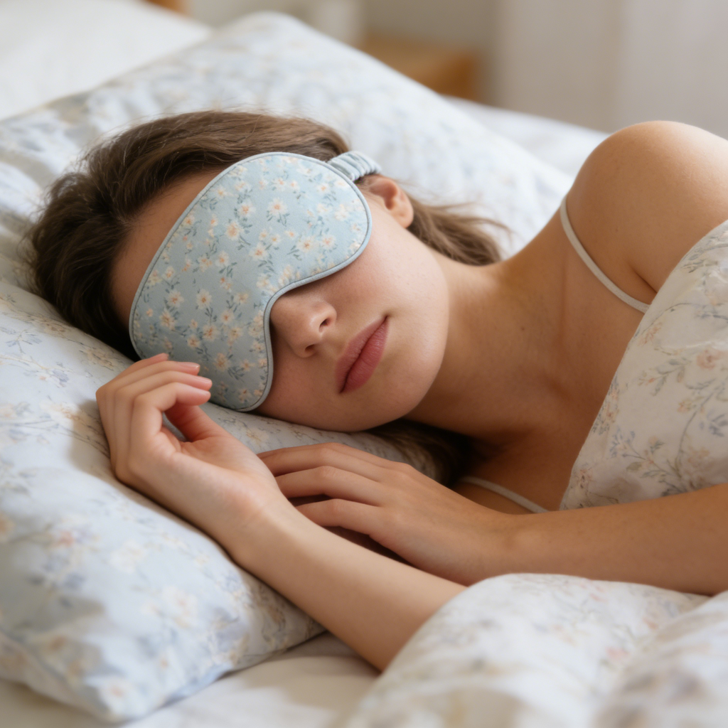 Light Blue Ditsy Floral Cotton Eye Mask