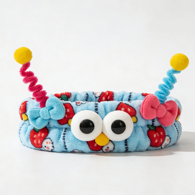 Blue Strawberry Print Monster Plush Spa Headband