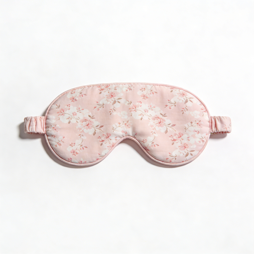 Pink Rose Floral Print Cotton Sleep Eye Mask