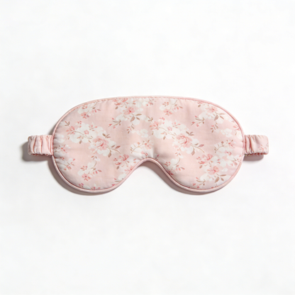 Pink Rose Floral Print Cotton Sleep Eye Mask