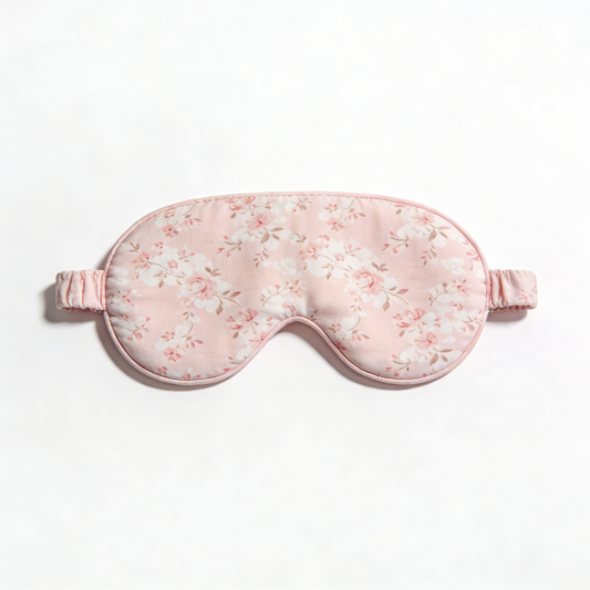 Pink Rose Floral Print Cotton Sleep Eye Mask
