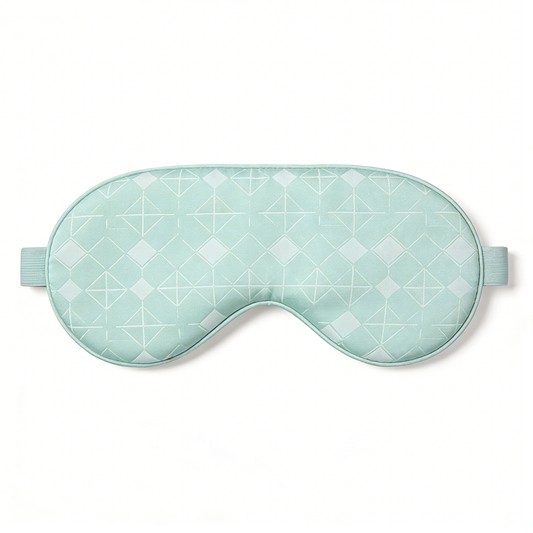Mint Green Geometric Pattern Satin Sleep Eye Mask