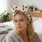 White Polka Dot Plush Bow Spa Headband