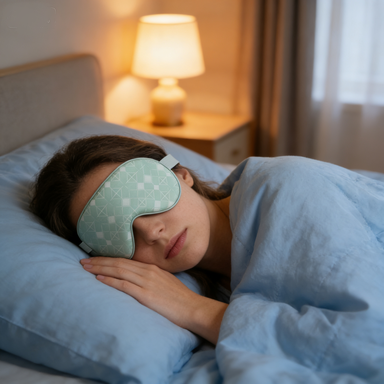 Mint Green Geometric Pattern Satin Sleep Eye Mask
