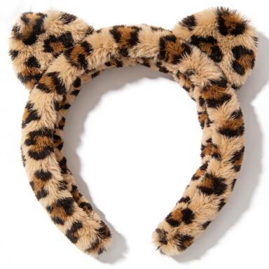 Leopard Print Cat Ear Plush Spa Headband